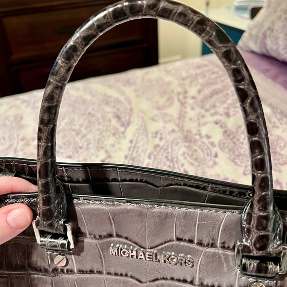Michael Kors Large “Selma” Satchel in Gray Ombre Embossed Croc Leather. EUC! - Picture 9 of 16